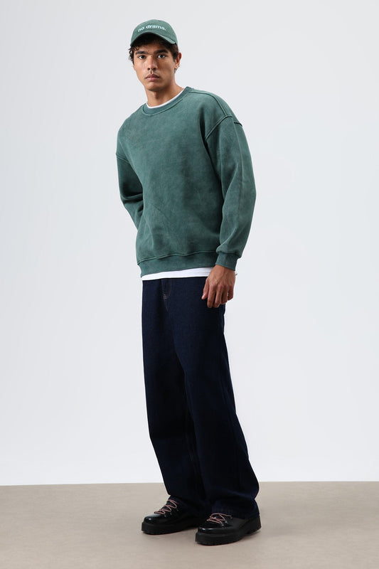 Basic Oversize Yıkamalı Sweatshirt