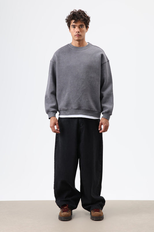 Basic Oversize Yıkamalı Sweatshirt