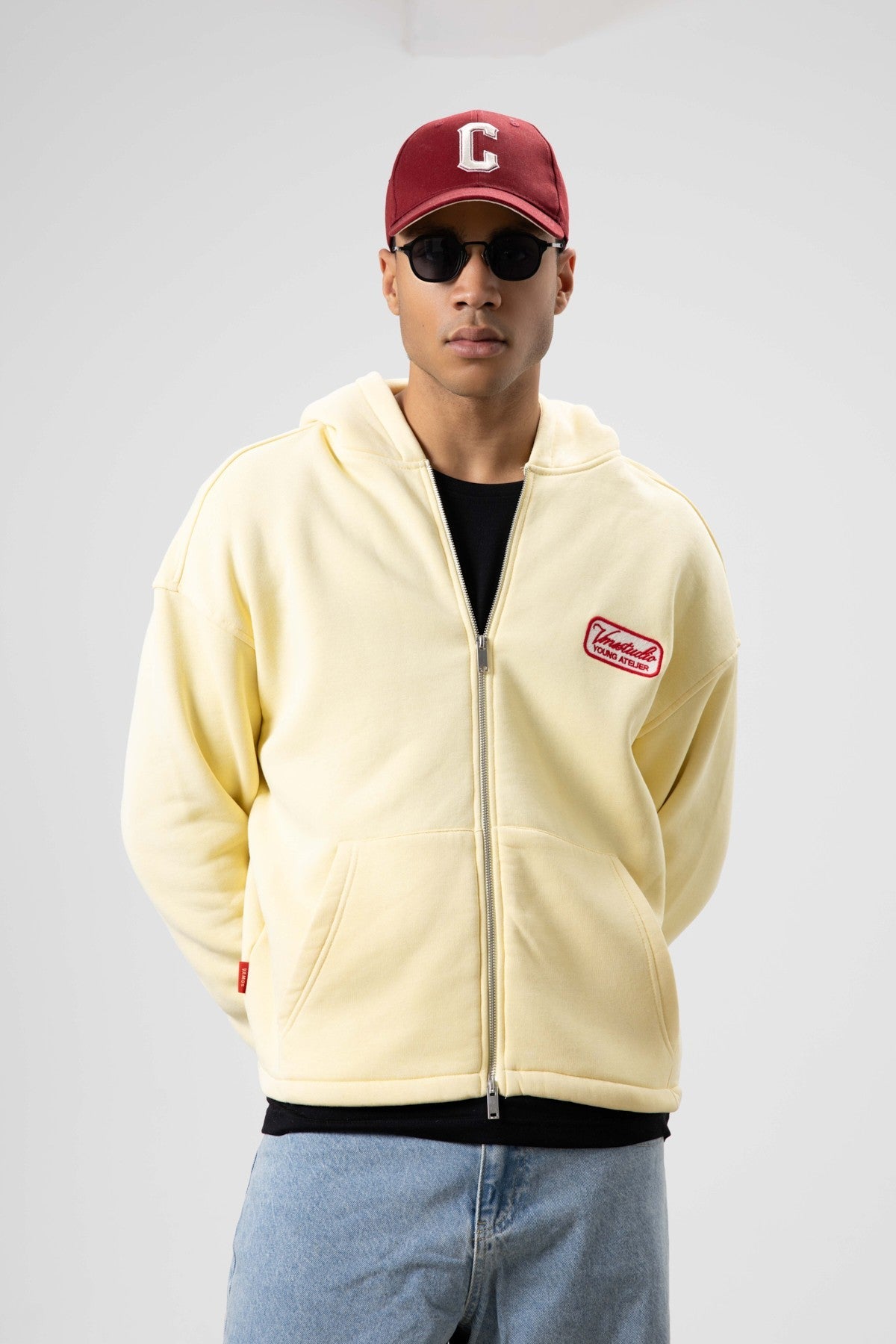 Oversize Fermuarlı Kapüşonlu Sweatshirt