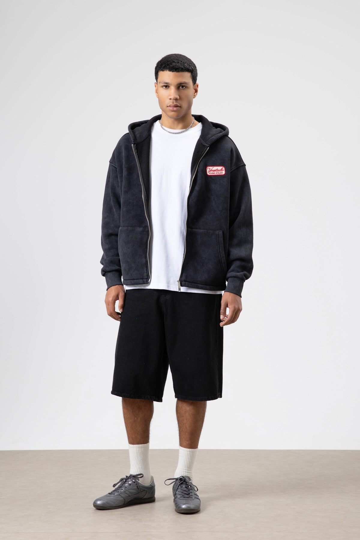 Oversize Fermuarlı Kapüşonlu Sweatshirt