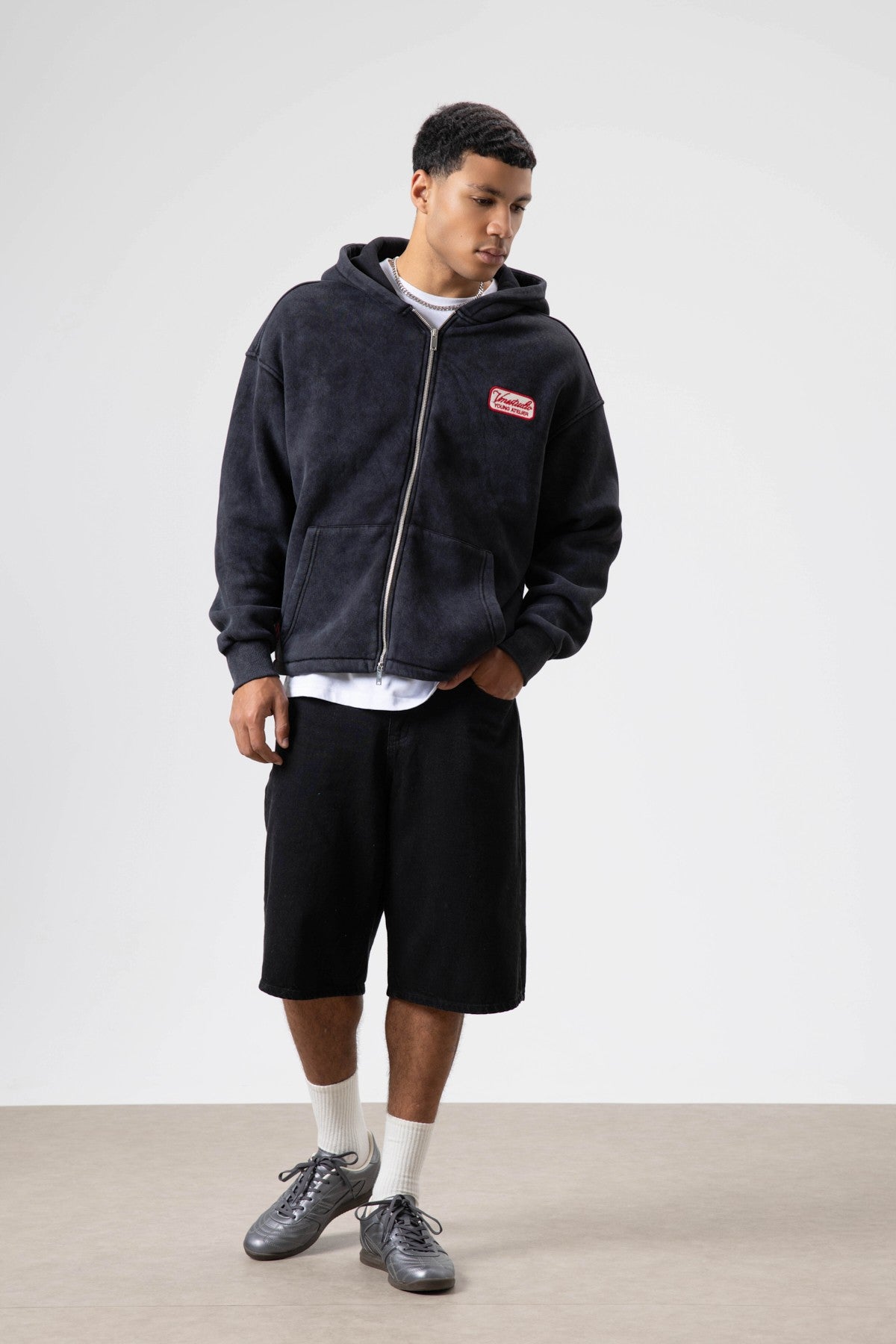 Oversize Fermuarlı Kapüşonlu Sweatshirt