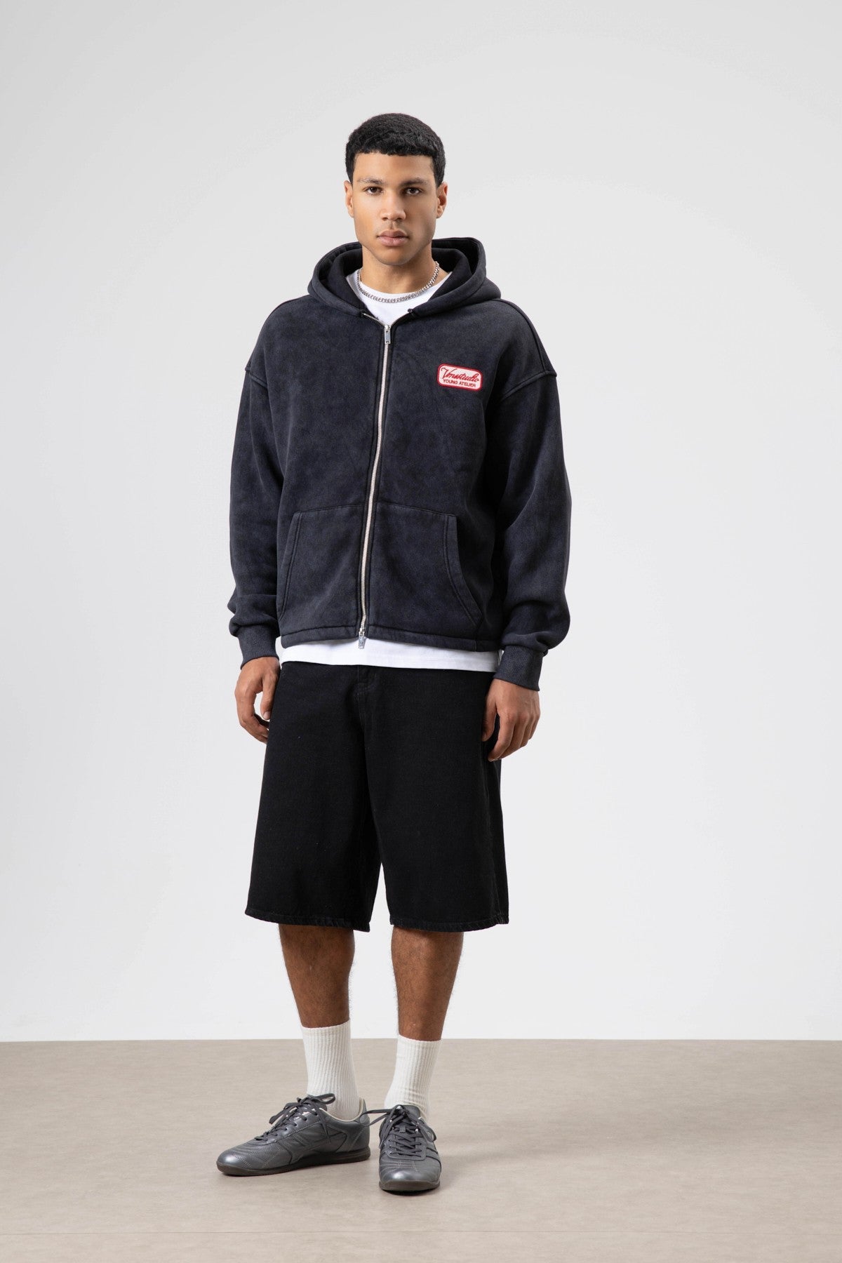 Oversize Fermuarlı Kapüşonlu Sweatshirt