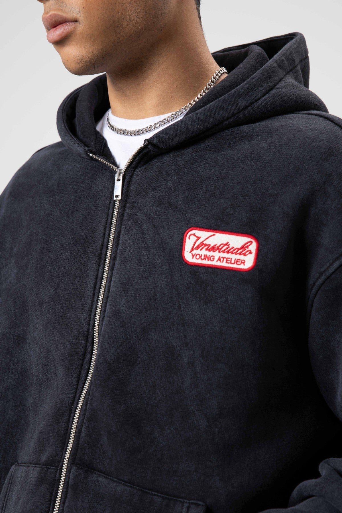 Oversize Fermuarlı Kapüşonlu Sweatshirt