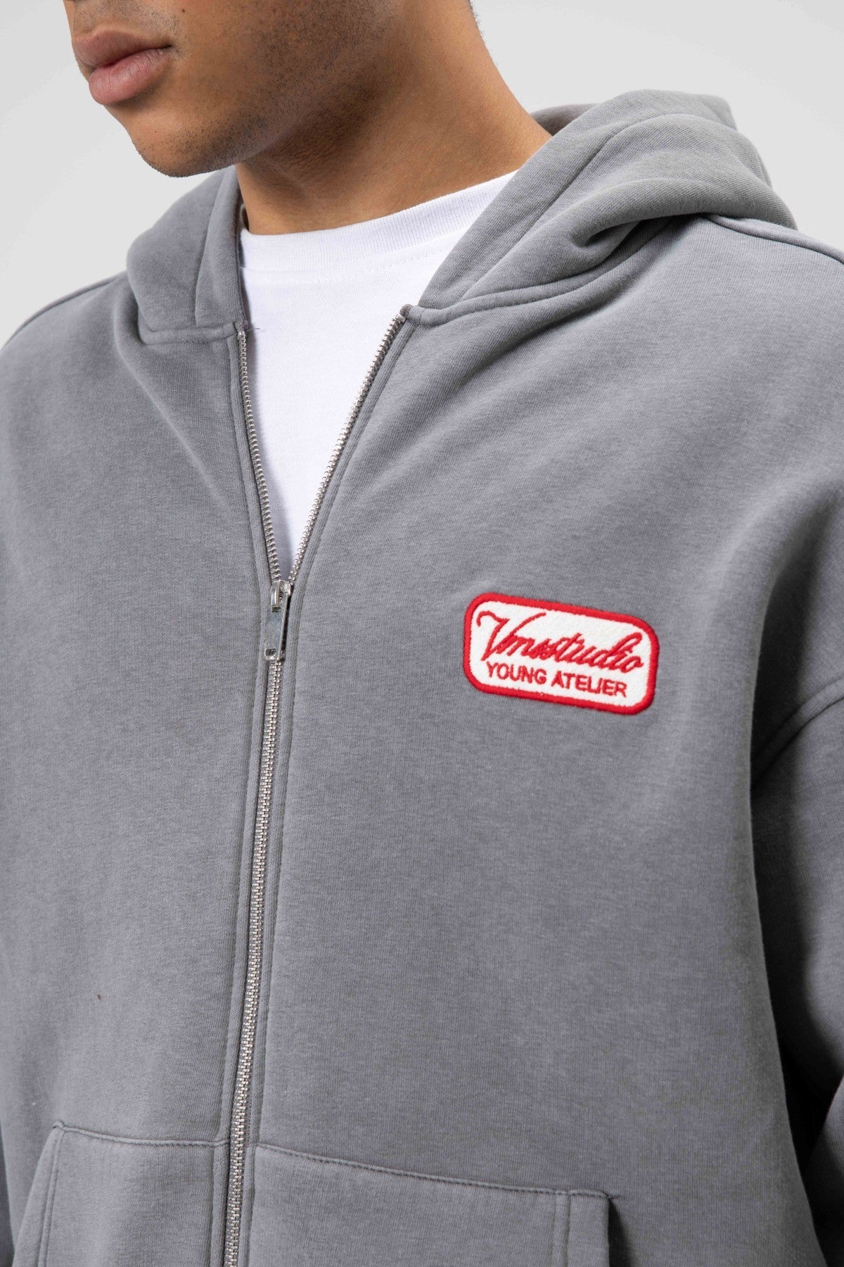 Oversize Fermuarlı Kapüşonlu Sweatshirt