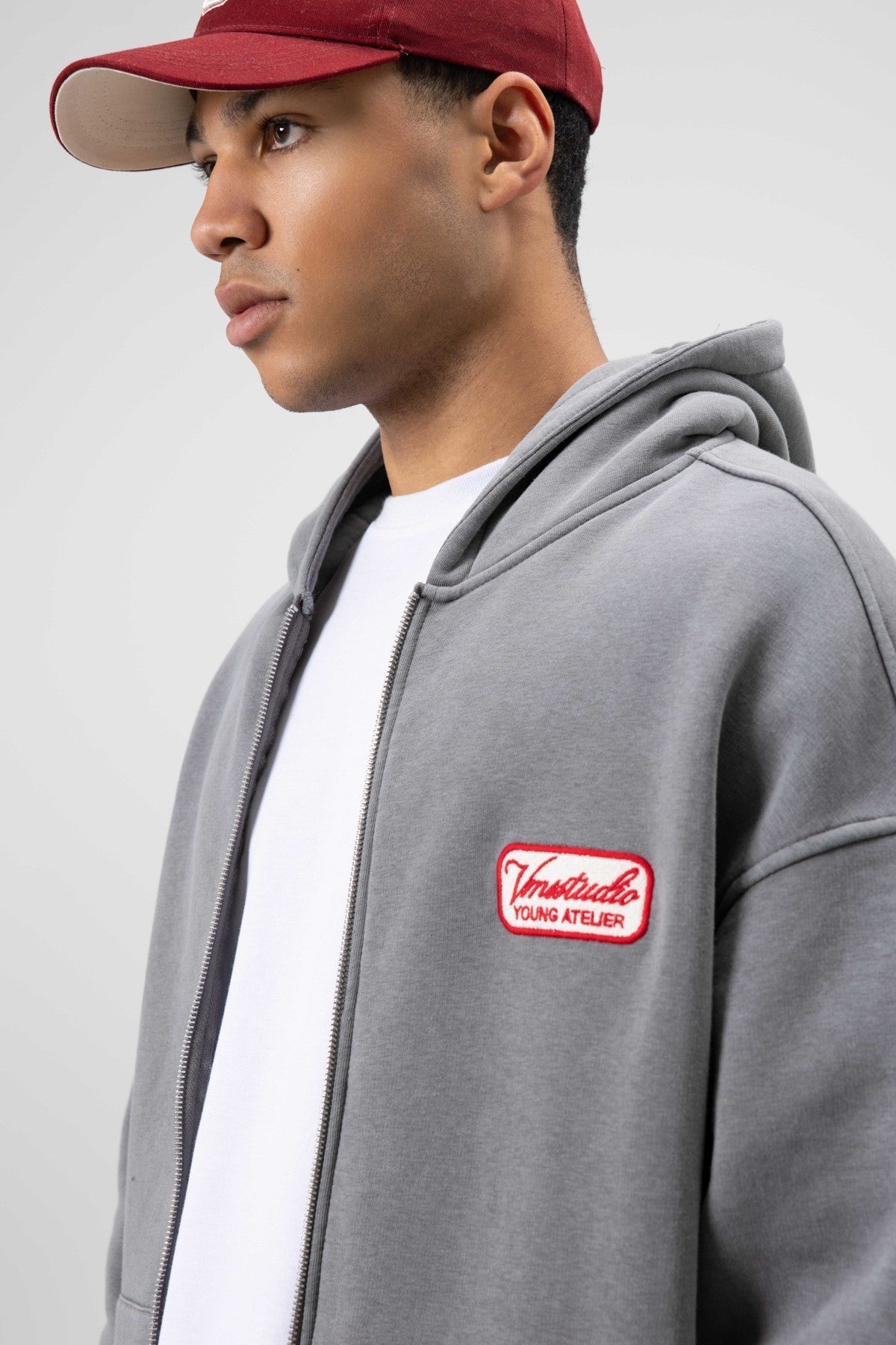 Oversize Fermuarlı Kapüşonlu Sweatshirt