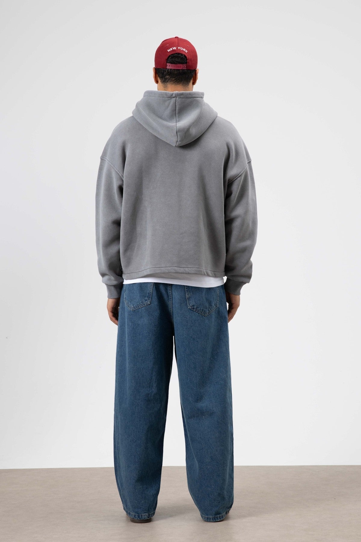 Oversize Fermuarlı Kapüşonlu Sweatshirt