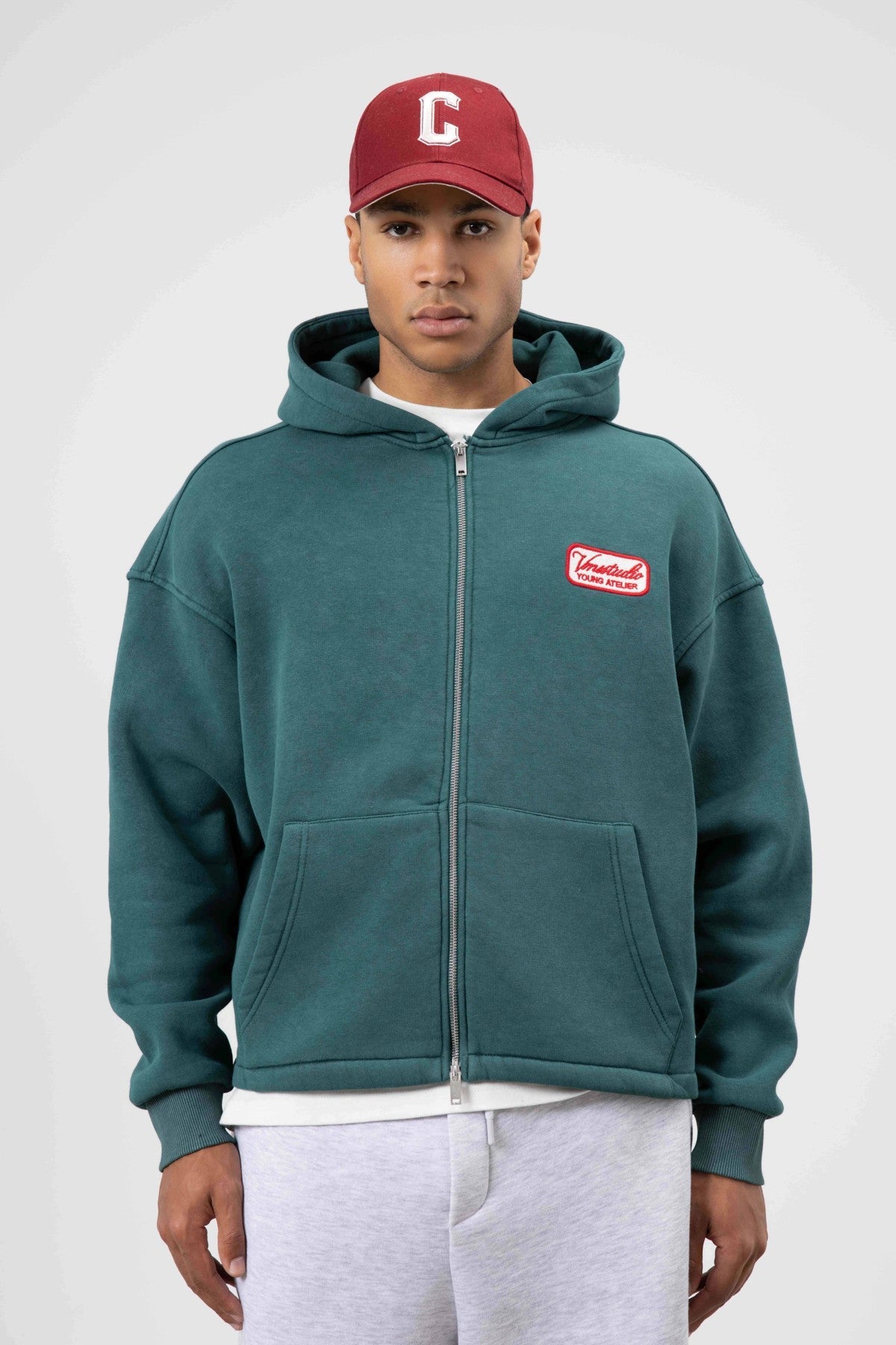 Oversize Fermuarlı Kapüşonlu Sweatshirt