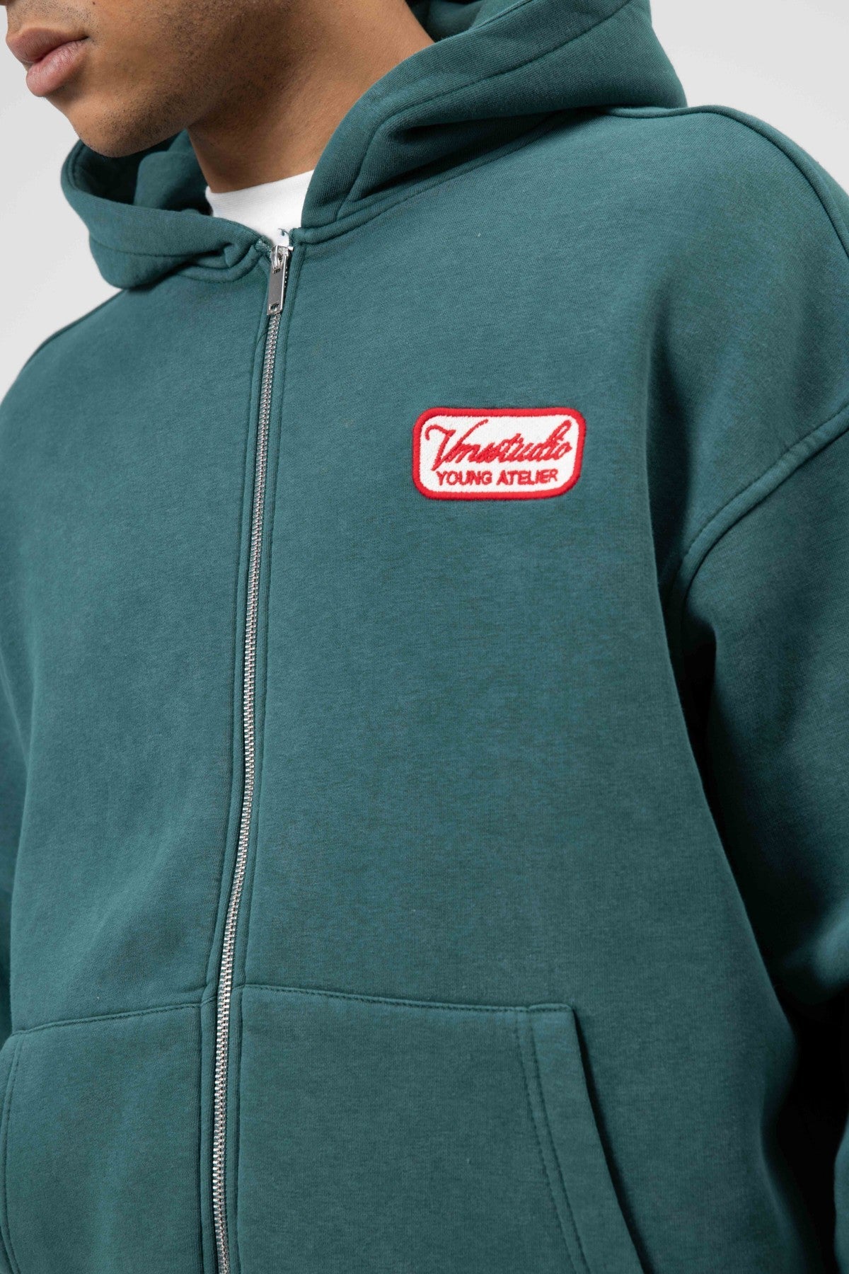 Oversize Fermuarlı Kapüşonlu Sweatshirt