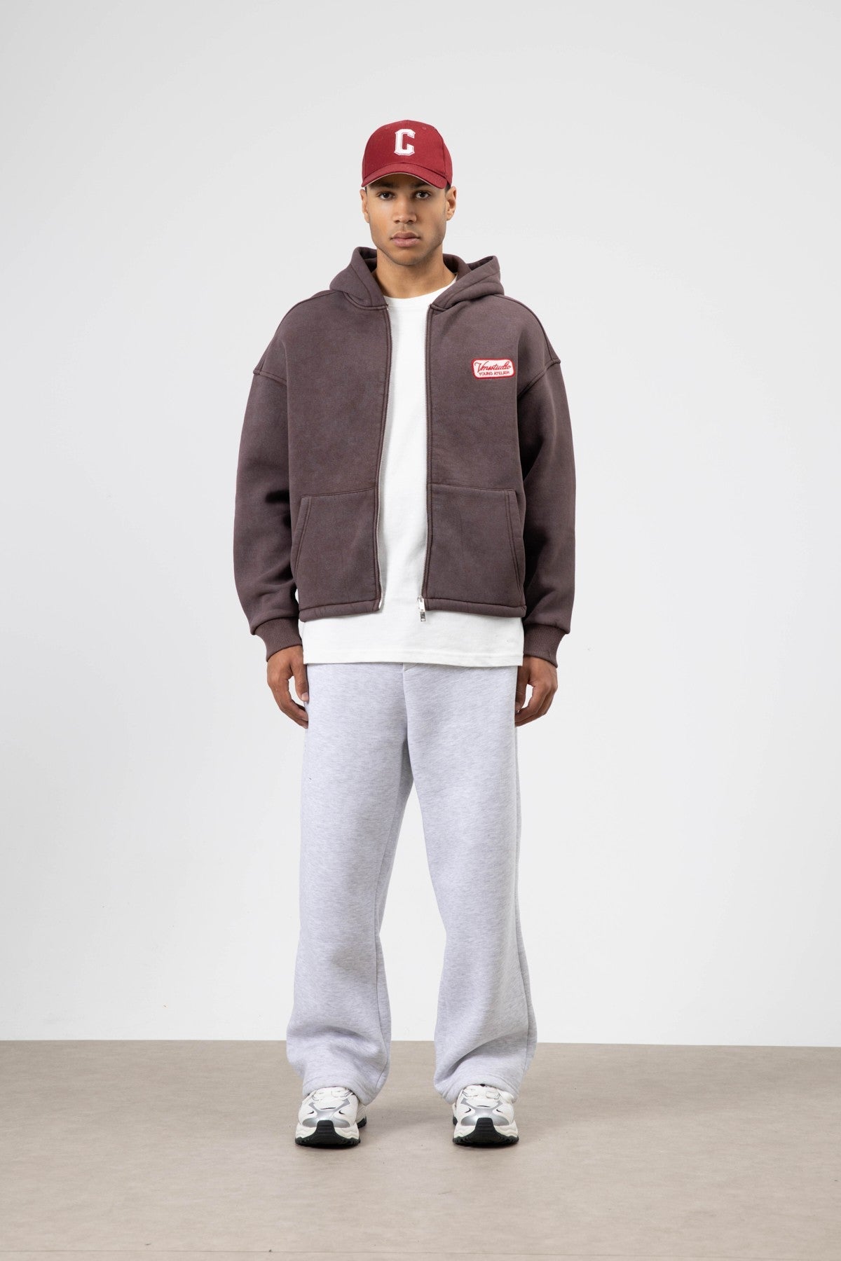 Oversize Fermuarlı Kapüşonlu Sweatshirt