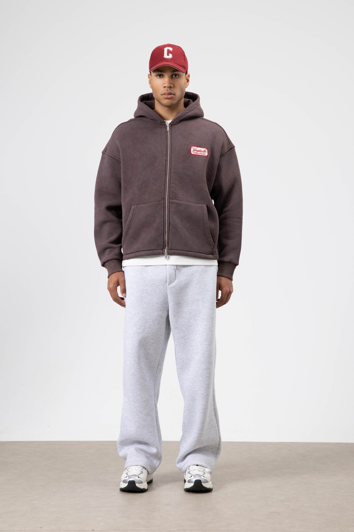 Oversize Fermuarlı Kapüşonlu Sweatshirt