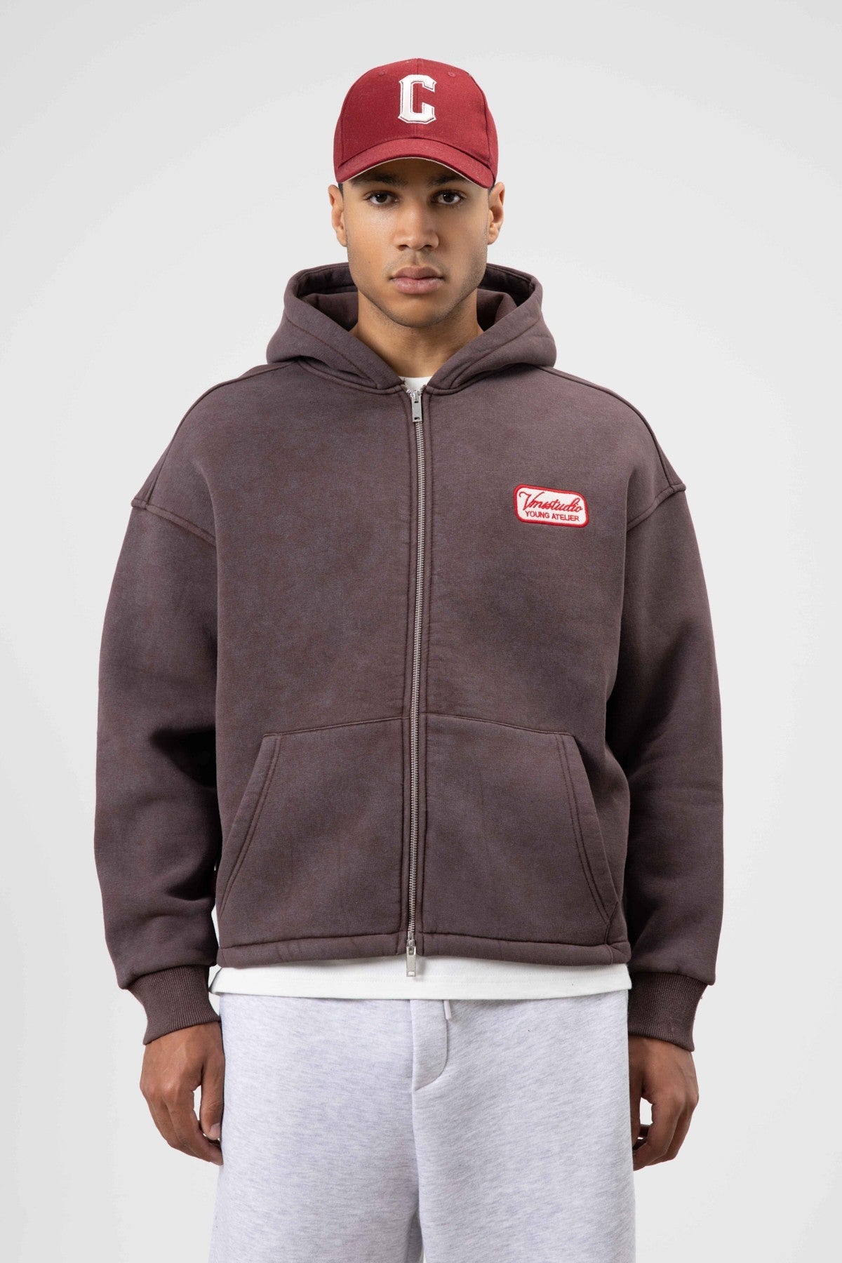 Oversize Fermuarlı Kapüşonlu Sweatshirt