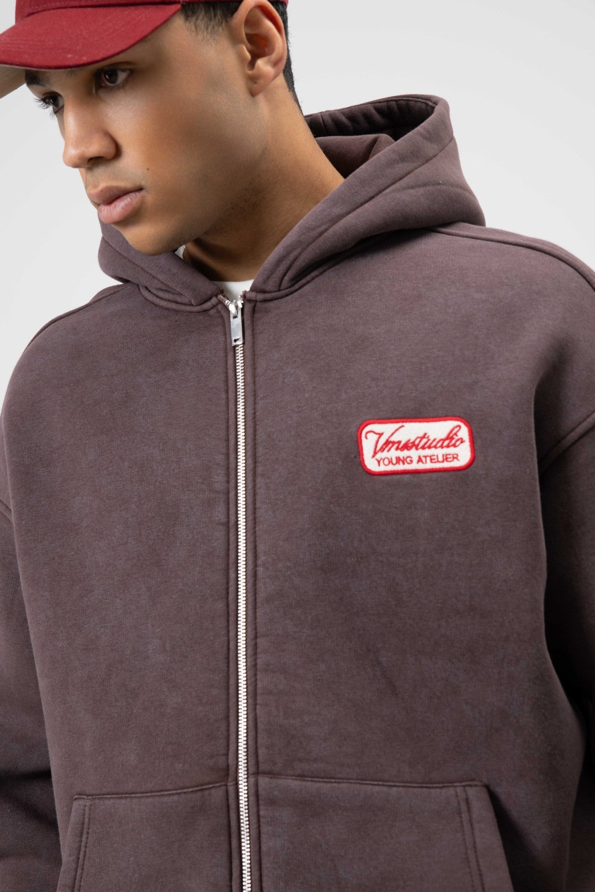 Oversize Fermuarlı Kapüşonlu Sweatshirt