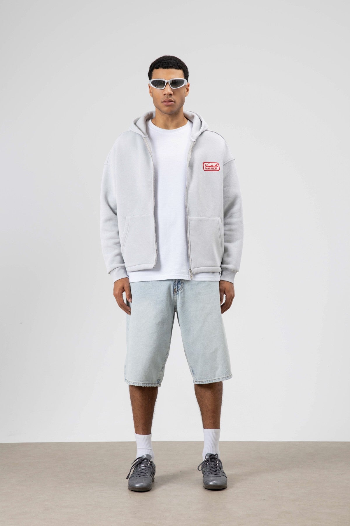 Oversize Fermuarlı Kapüşonlu Sweatshirt