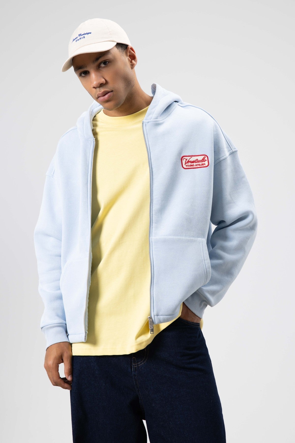 Oversize Fermuarlı Kapüşonlu Sweatshirt