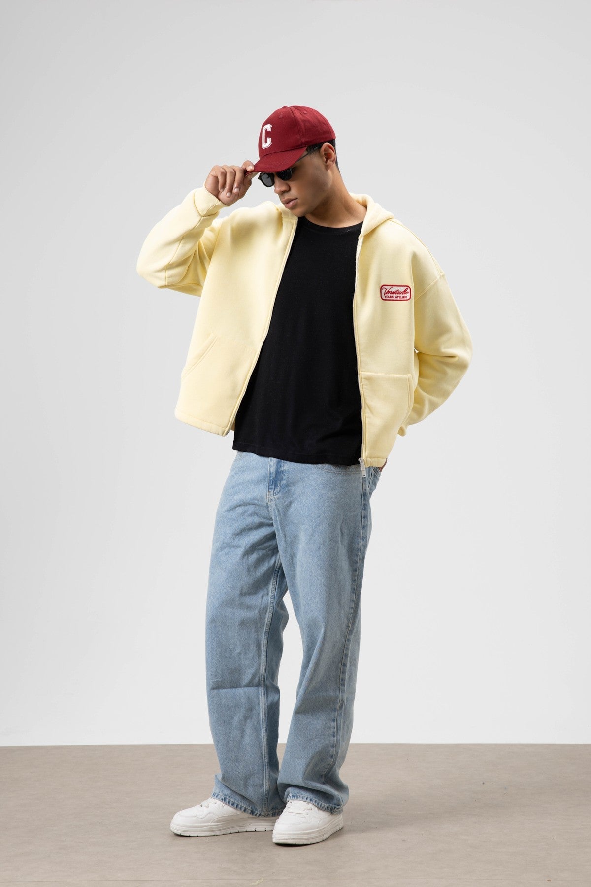 Oversize Fermuarlı Kapüşonlu Sweatshirt