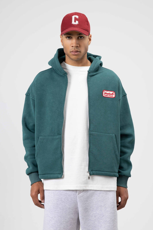 Oversize Fermuarlı Kapüşonlu Sweatshirt