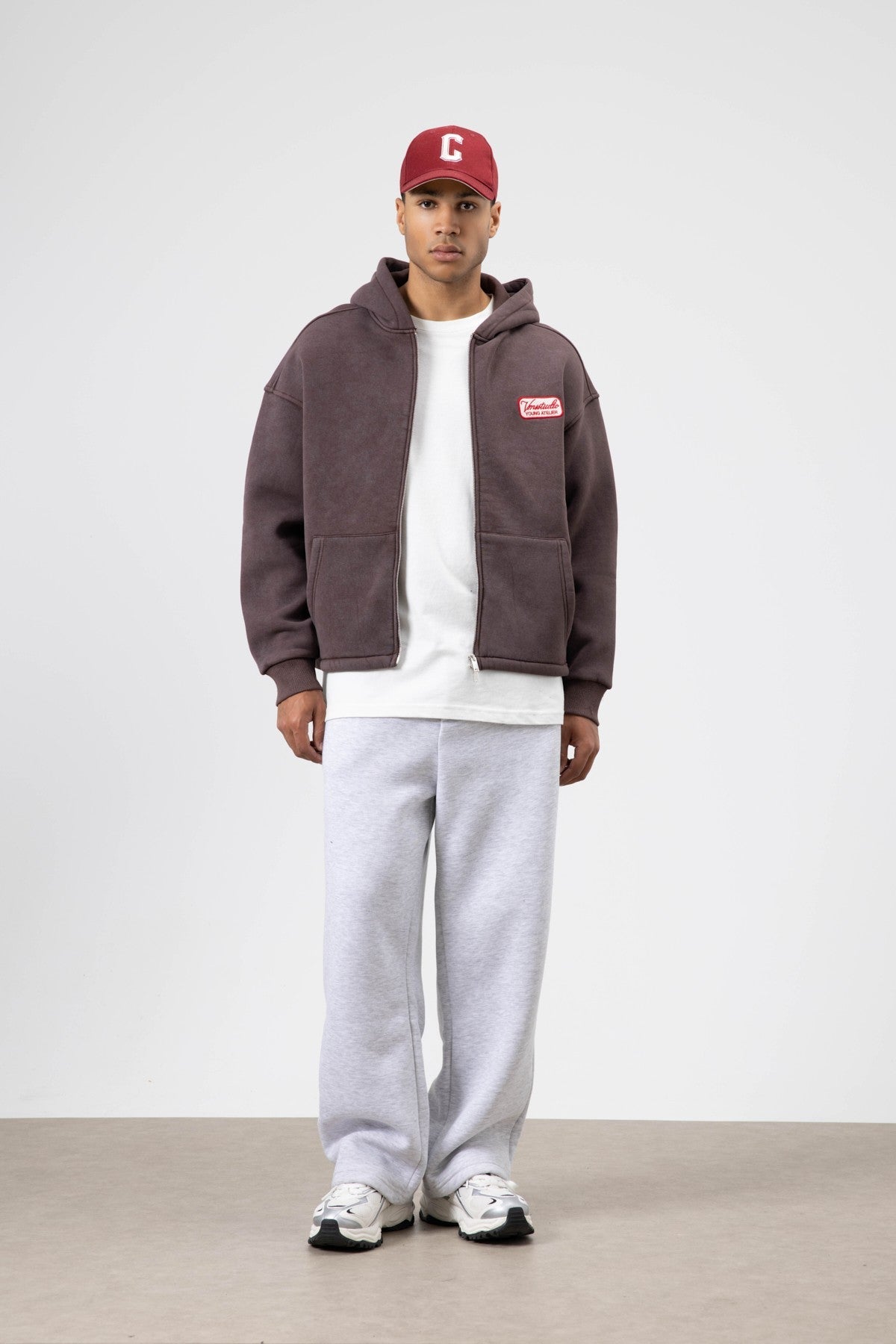 Oversize Fermuarlı Kapüşonlu Sweatshirt