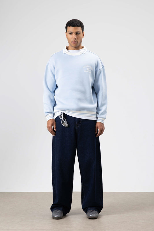 Oversize Yaka Nakış Detaylı Sweatshirt