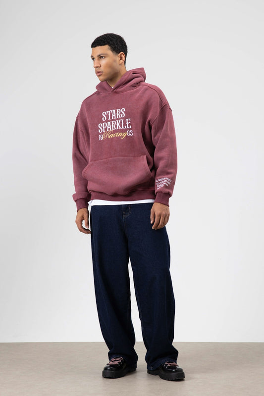 Oversize Nakış BaskılıKapüşonlu Sweatshirt