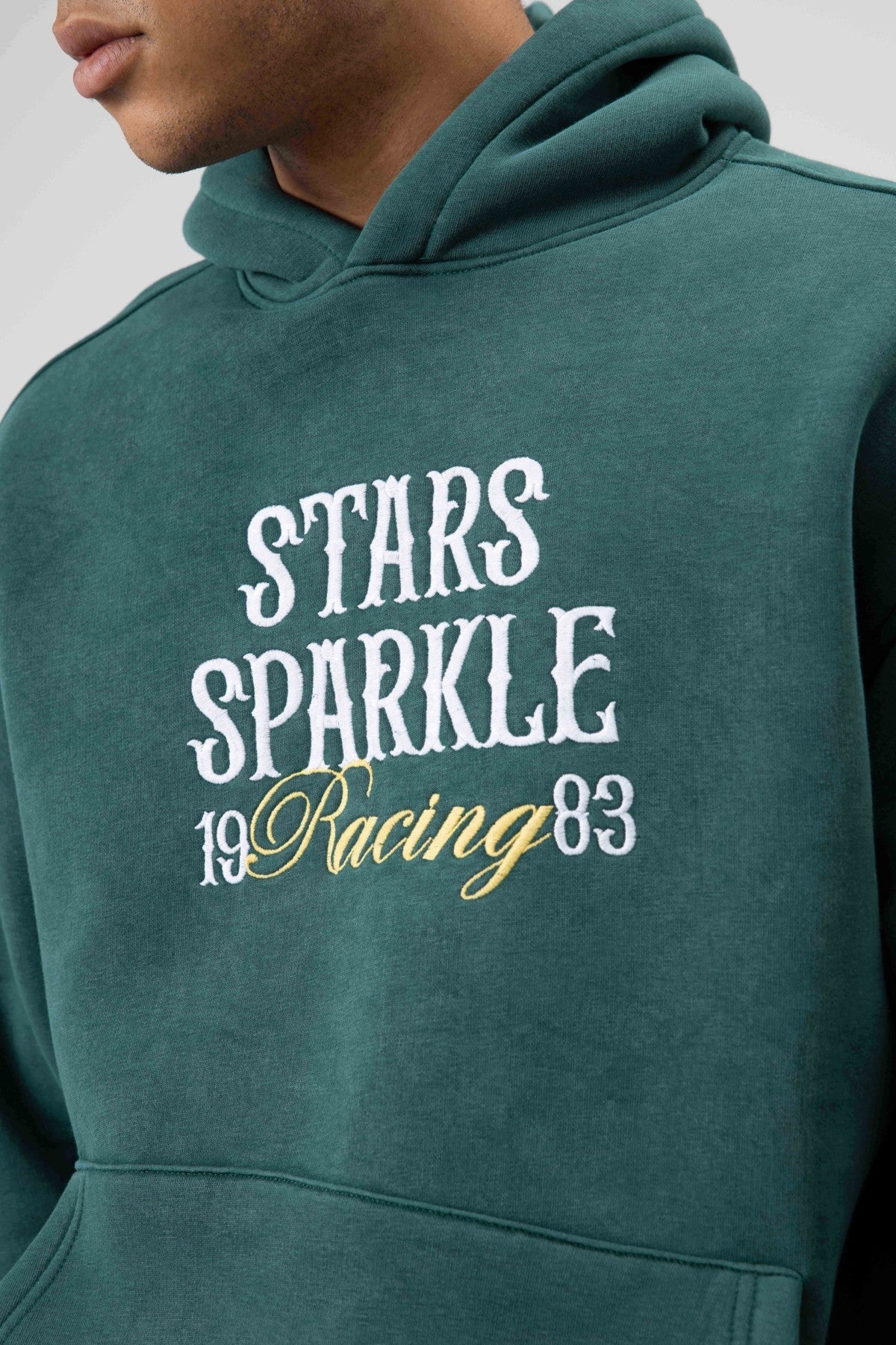 Oversize Nakış BaskılıKapüşonlu Sweatshirt