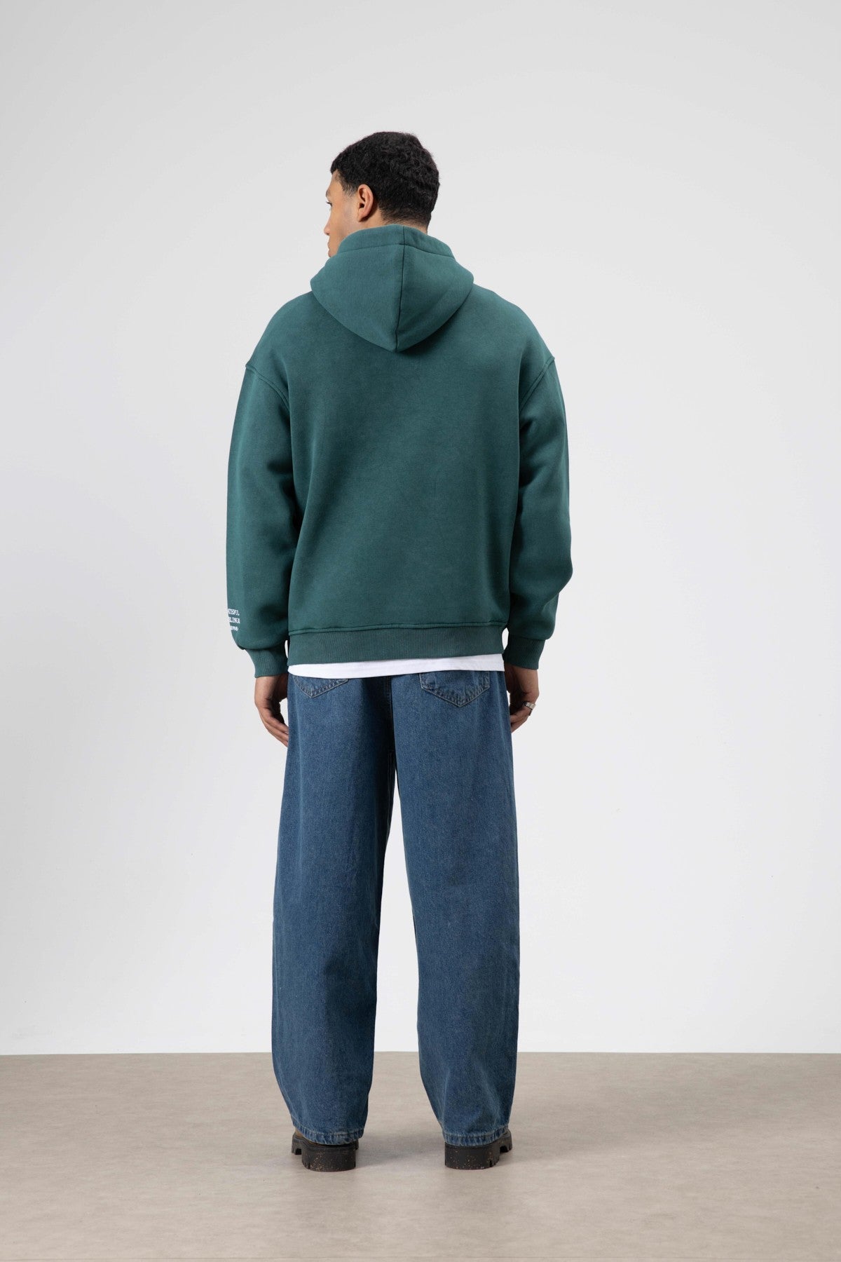 Oversize Nakış BaskılıKapüşonlu Sweatshirt