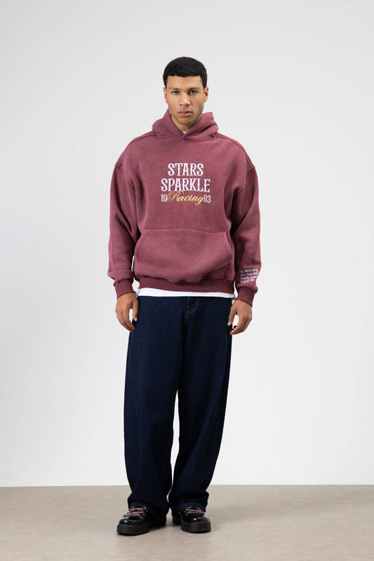 Oversize Nakış BaskılıKapüşonlu Sweatshirt