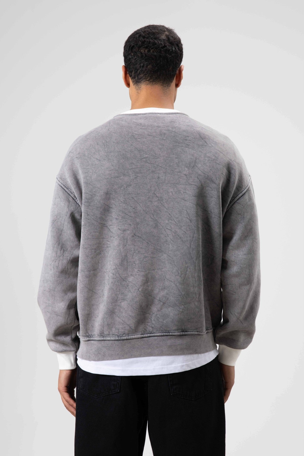 Oversize Bisiklet Yaka Baskılı Sweatshirt