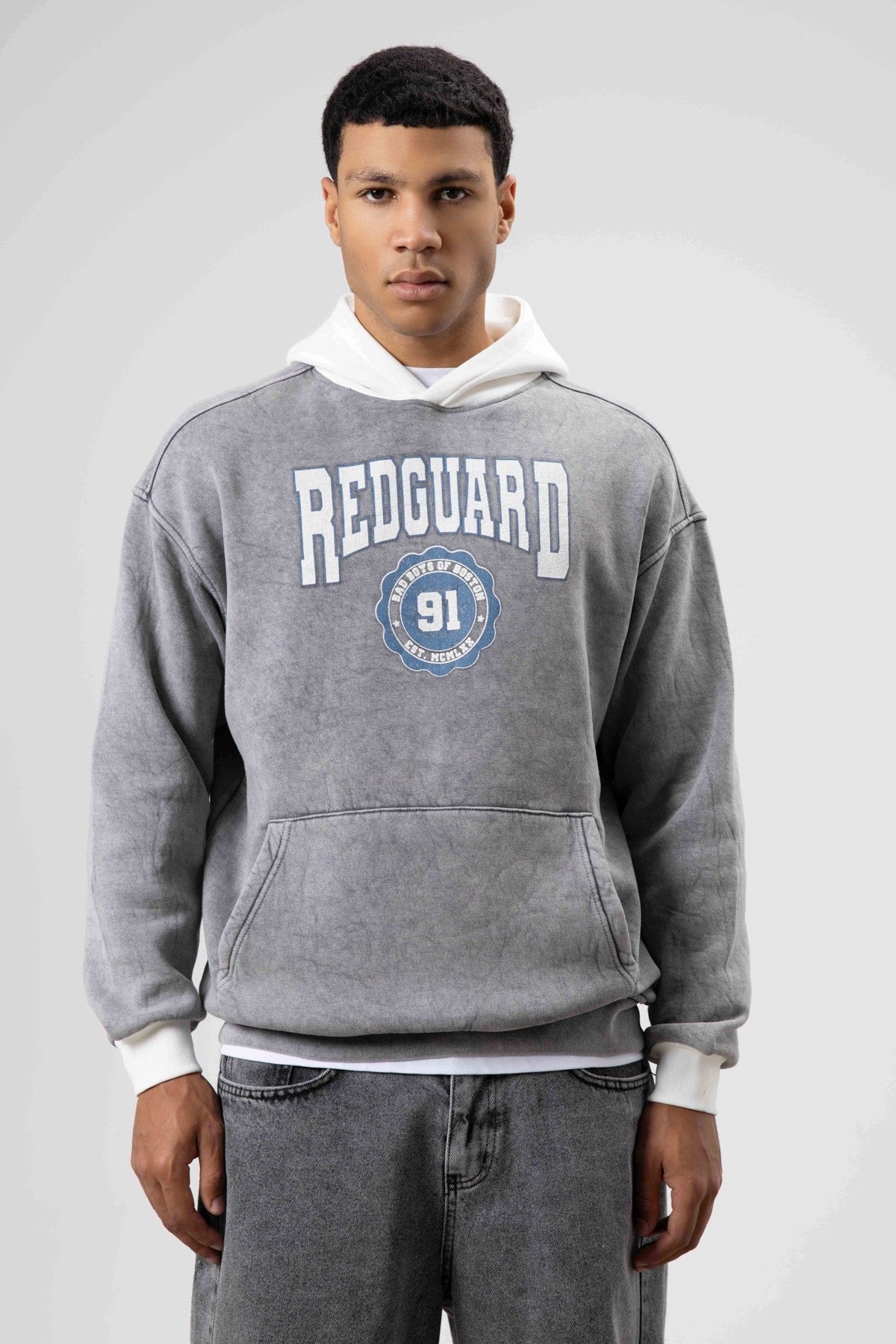 Oversize Baskılı Kapüşonlu Sweatshirt