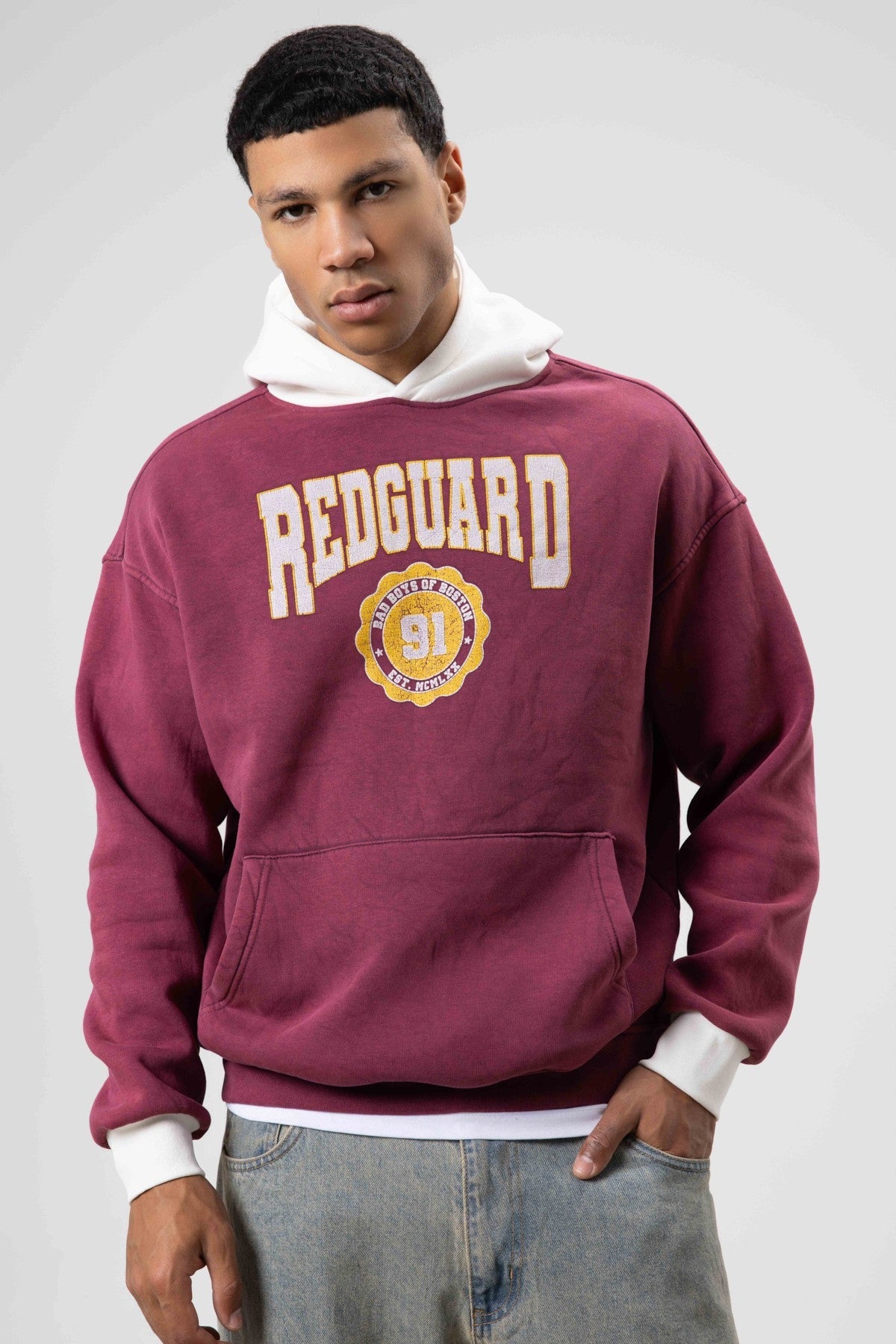 Oversize Baskılı Kapüşonlu Sweatshirt