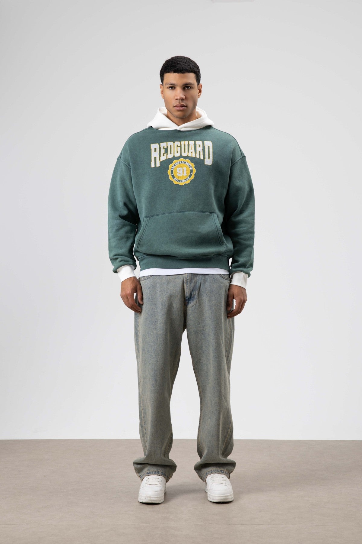 Oversize Baskılı Kapüşonlu Sweatshirt