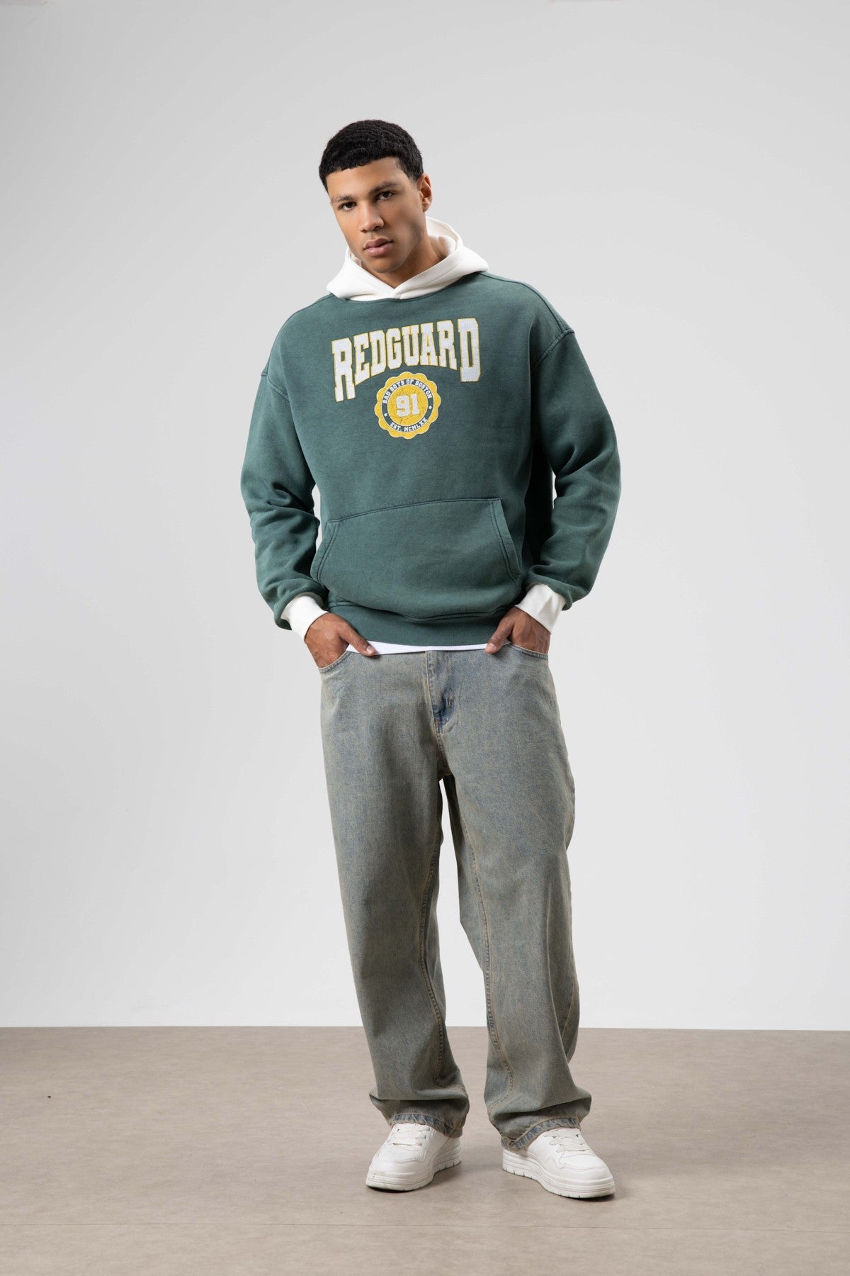 Oversize Baskılı Kapüşonlu Sweatshirt