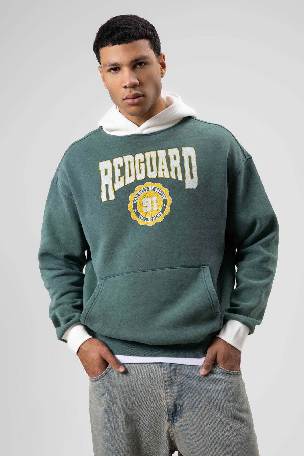 Oversize Baskılı Kapüşonlu Sweatshirt