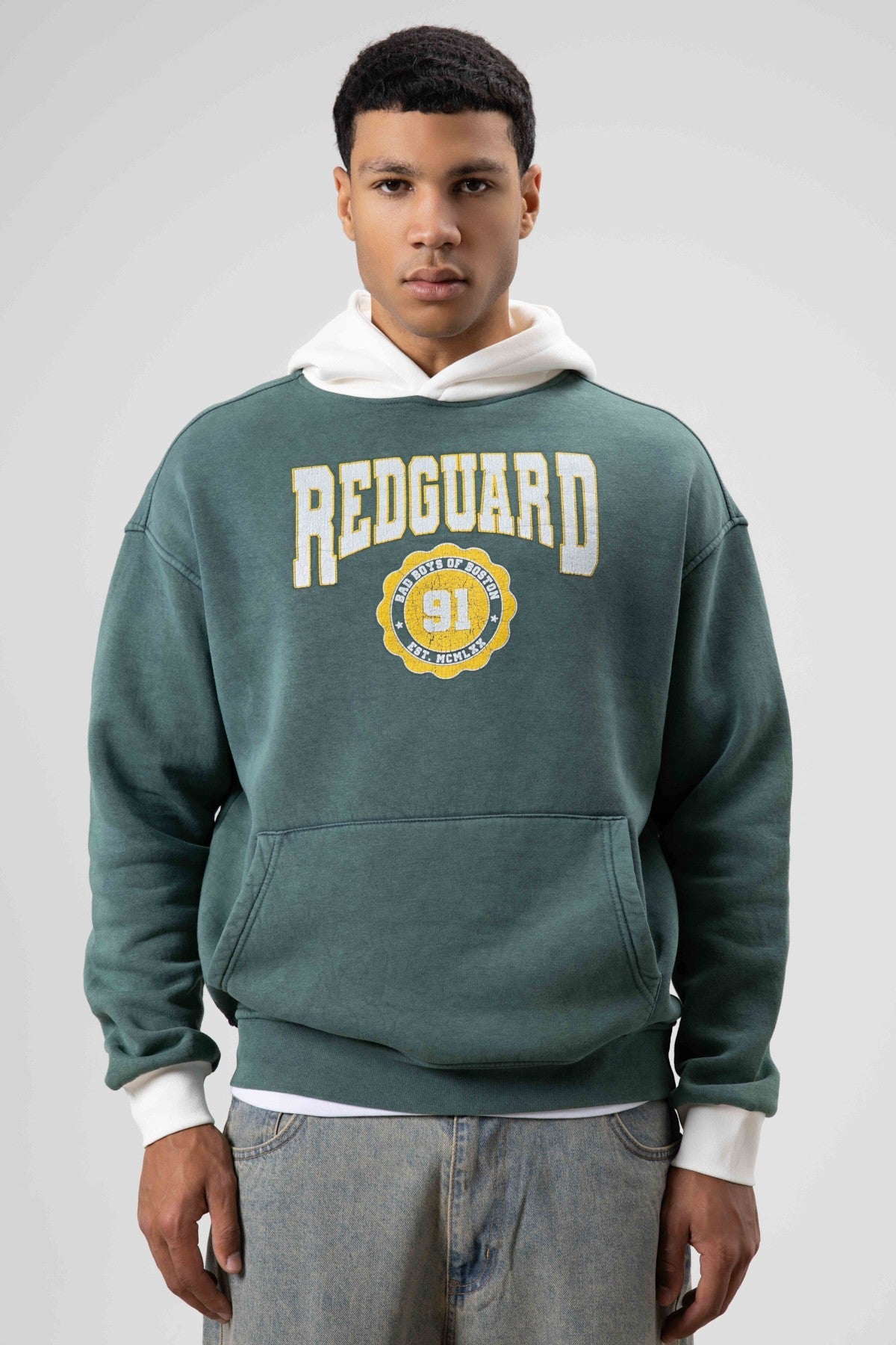 Oversize Baskılı Kapüşonlu Sweatshirt
