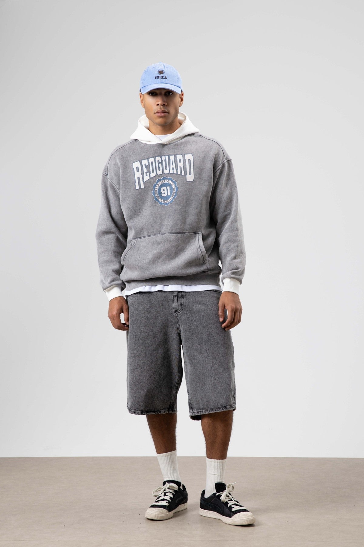 Oversize Baskılı Kapüşonlu Sweatshirt