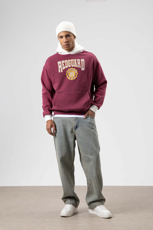 Oversize Baskılı Kapüşonlu Sweatshirt