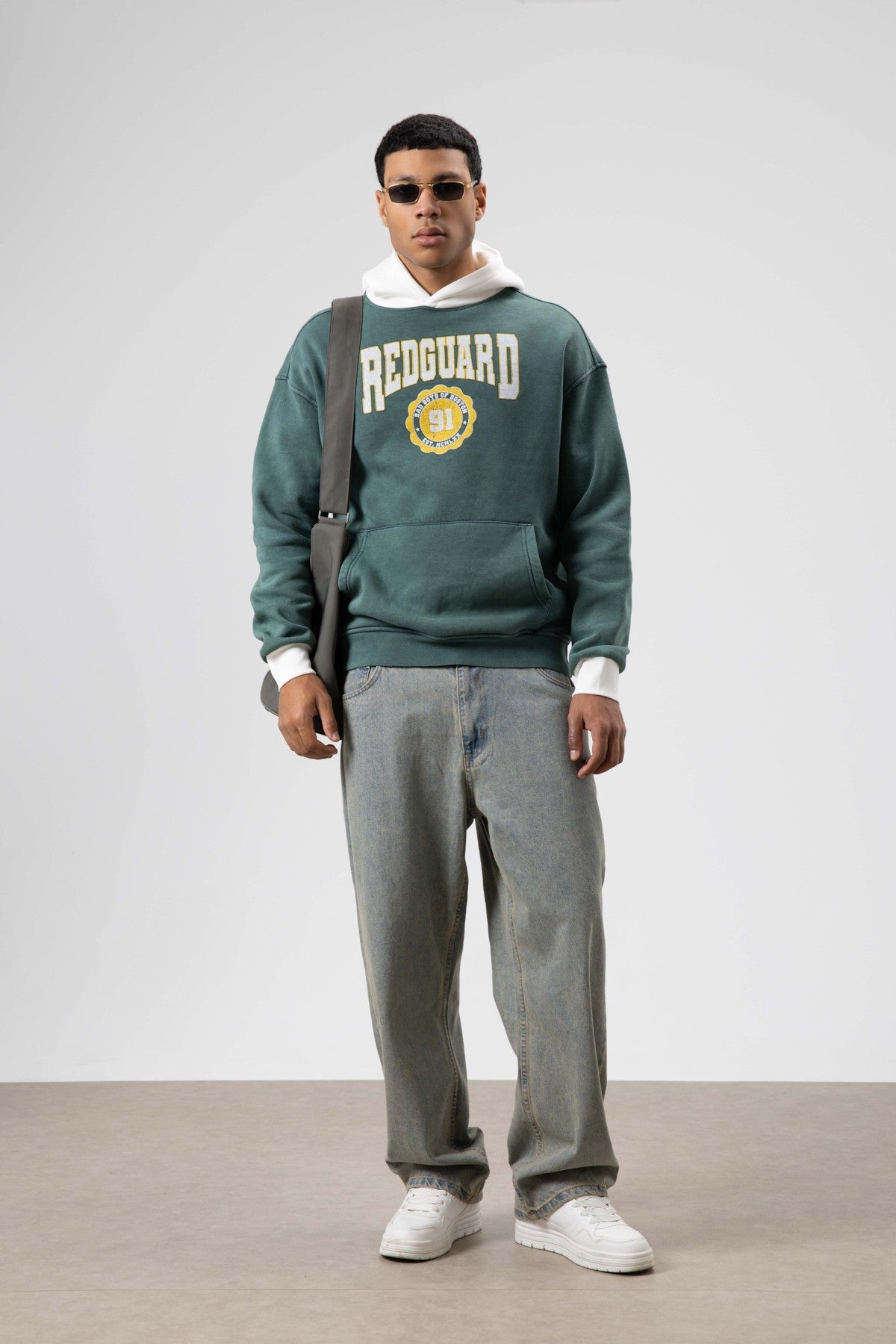 Oversize Baskılı Kapüşonlu Sweatshirt