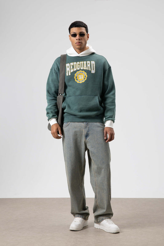 Oversize Baskılı Kapüşonlu Sweatshirt
