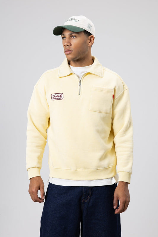 Yaka Fermuarlı Oversize Baskılı Sweatshirt
