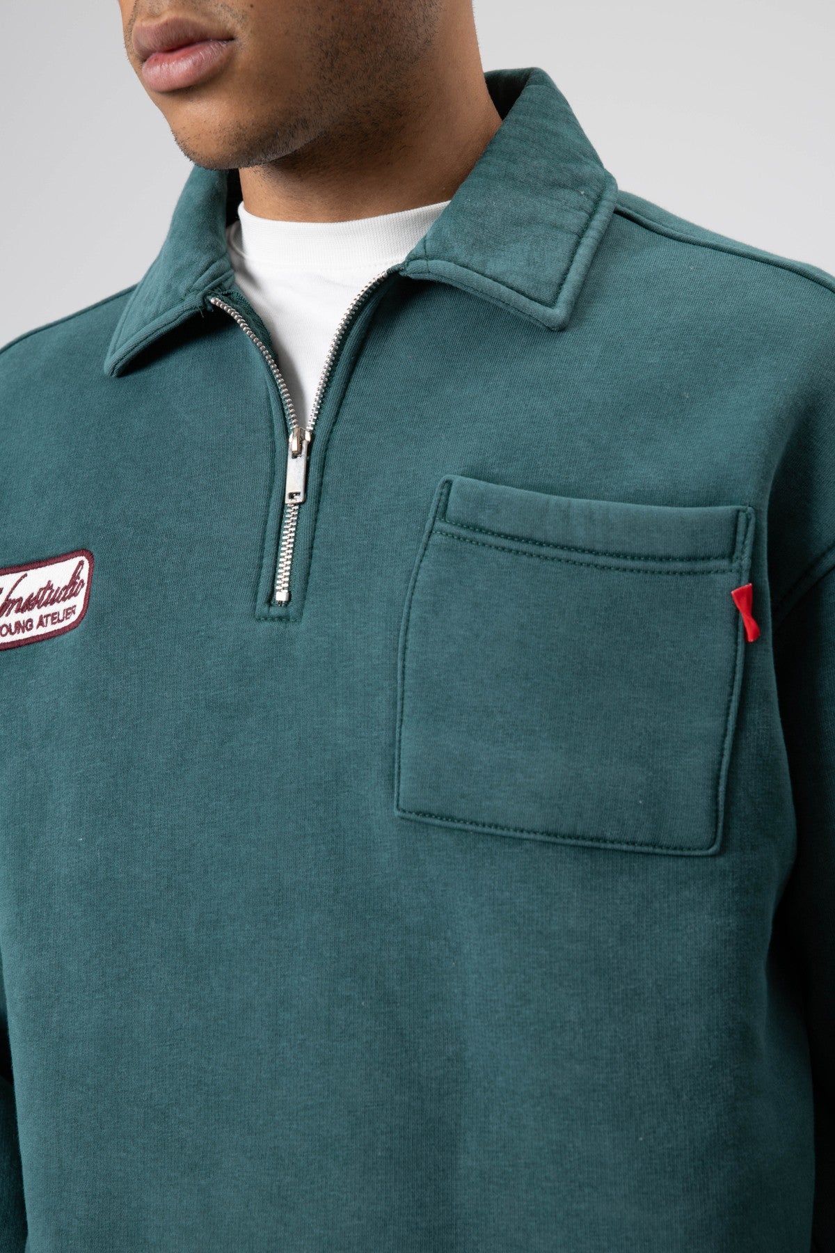 Yaka Fermuarlı Oversize Baskılı Sweatshirt