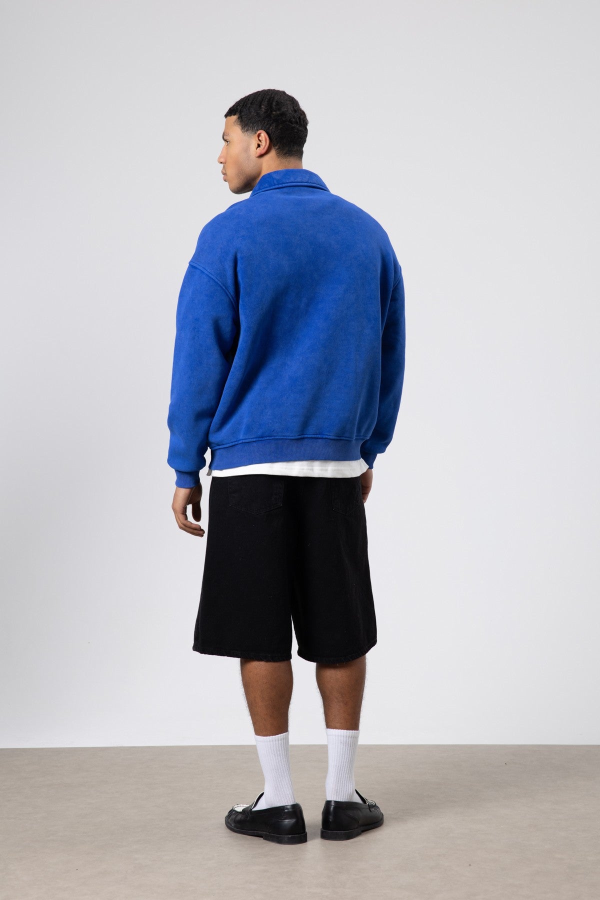 Yaka Fermuarlı Oversize Baskılı Sweatshirt