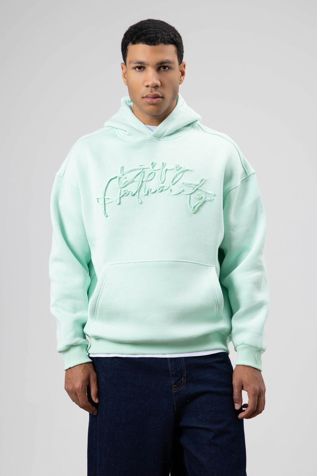 Oversize Baskılı Kapüşonlu Sweatshirt