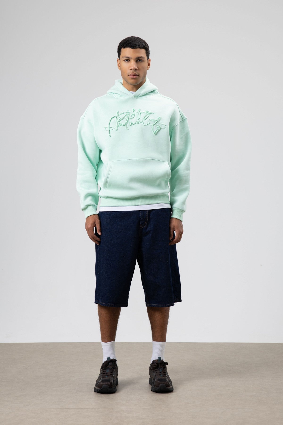 Oversize Baskılı Kapüşonlu Sweatshirt