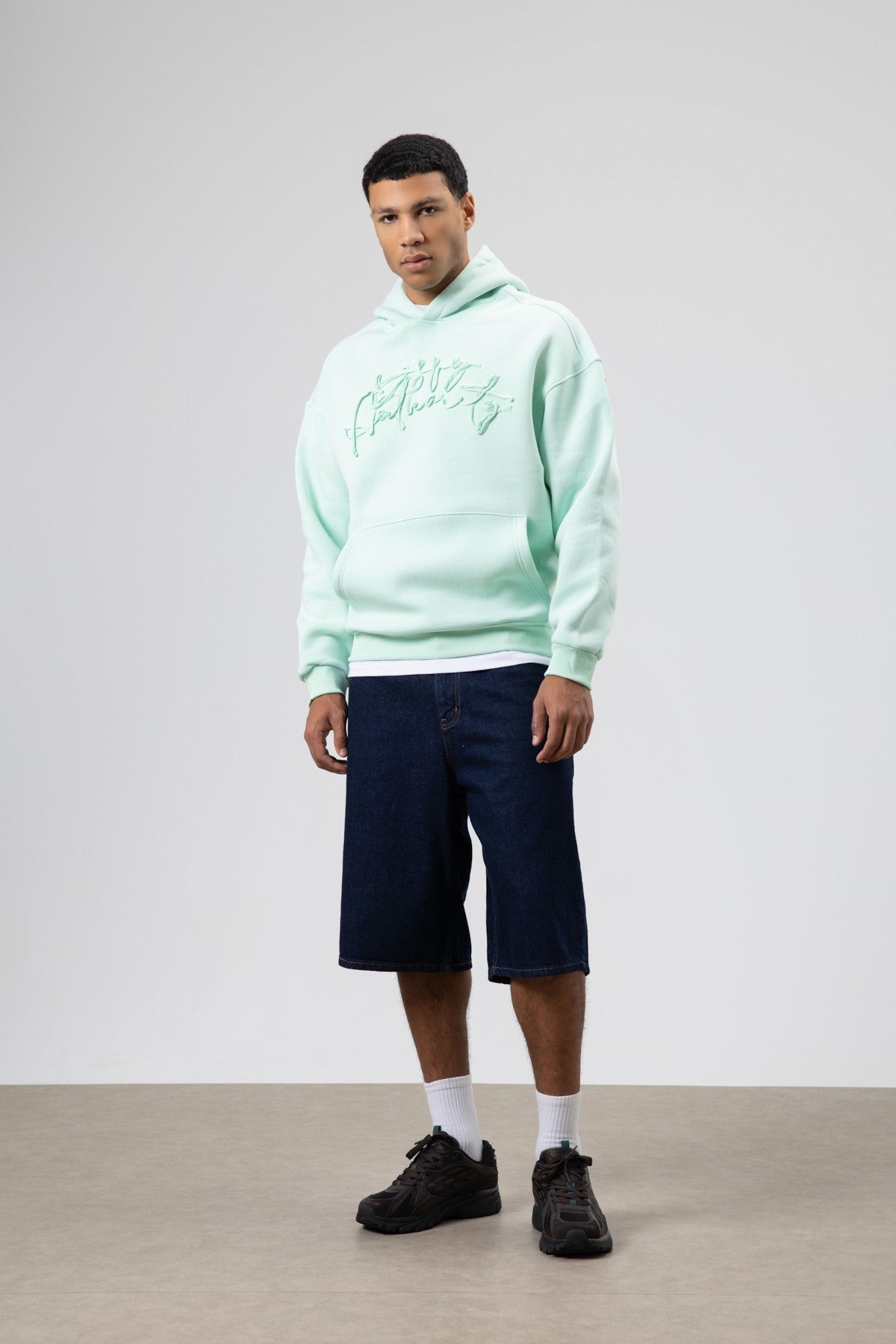 Oversize Baskılı Kapüşonlu Sweatshirt