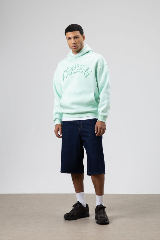 Oversize Baskılı Kapüşonlu Sweatshirt