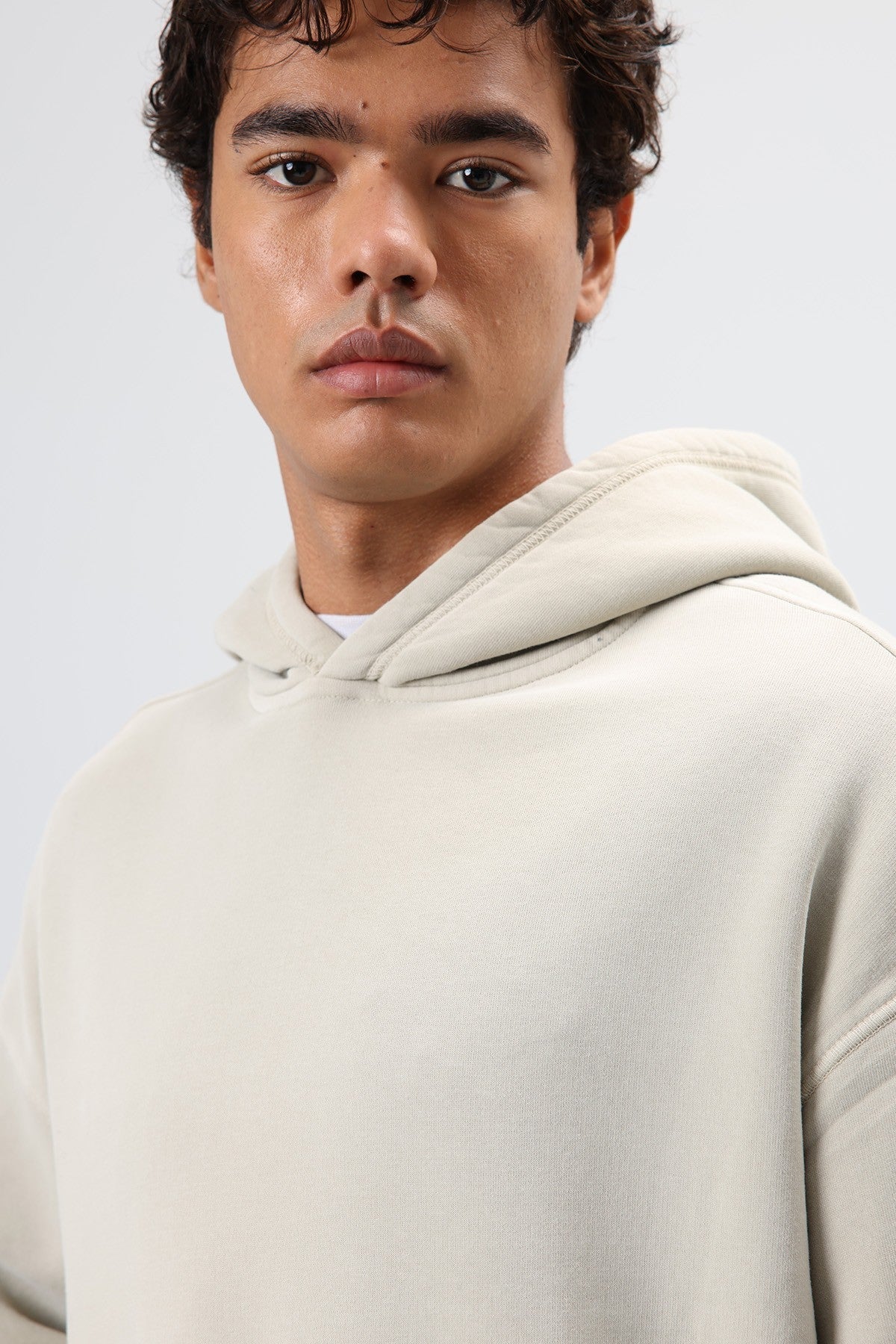 Polo Yaka Oversize Baskılı Yıkamalı Sweatshirt