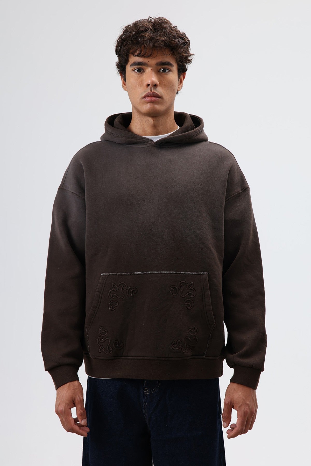 Oversize Nakış Detaylı Hoodie
