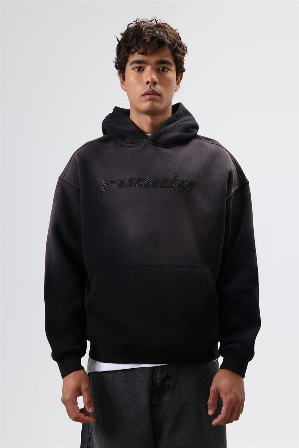 Oversize Baskılı Yıkamalı Hoodie
