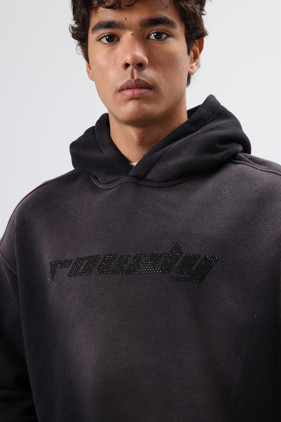 Oversize Baskılı Yıkamalı Hoodie