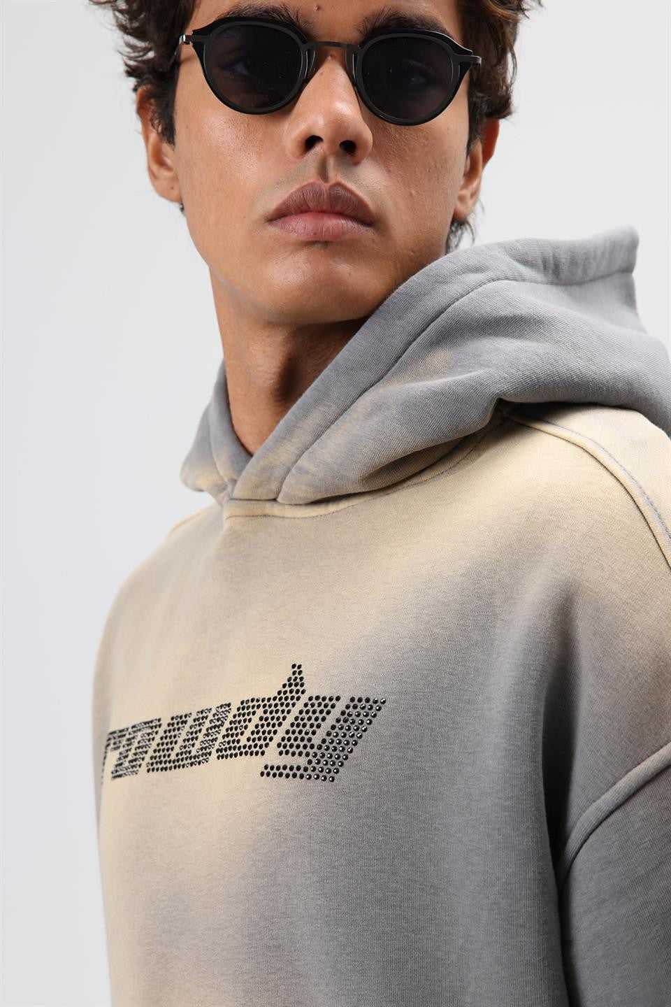 Oversize Baskılı Yıkamalı Hoodie