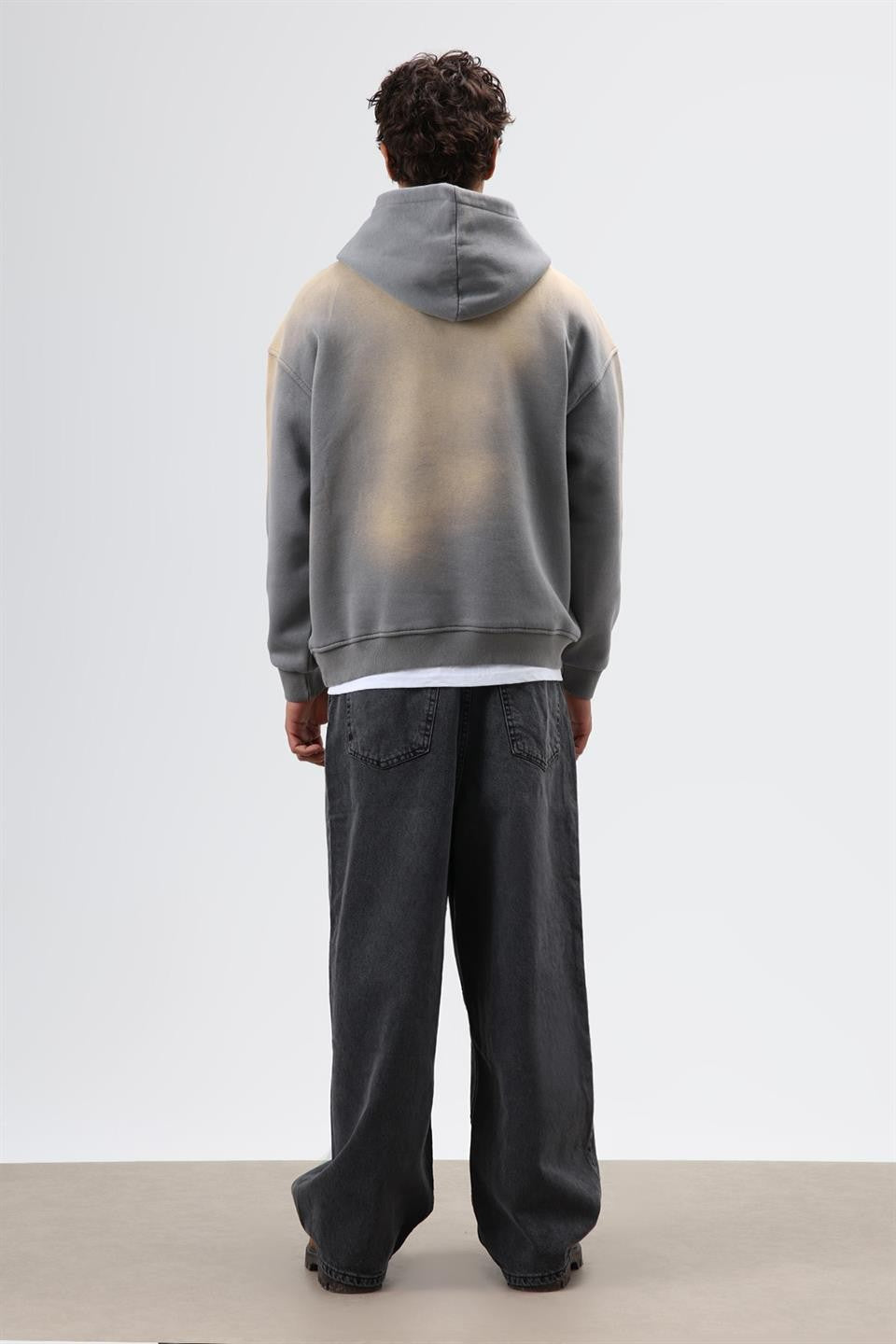 Oversize Baskılı Yıkamalı Hoodie